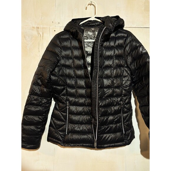 Calvin Klein Packable Lightweight Premium Goose Down Puffer Coat Med Hood Black - Picture 4 of 11